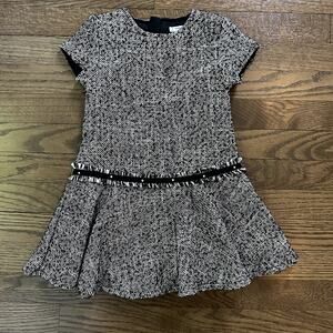 Girls Size 4 Mayoral Tweed Dress w/ Faux Pearl Belt